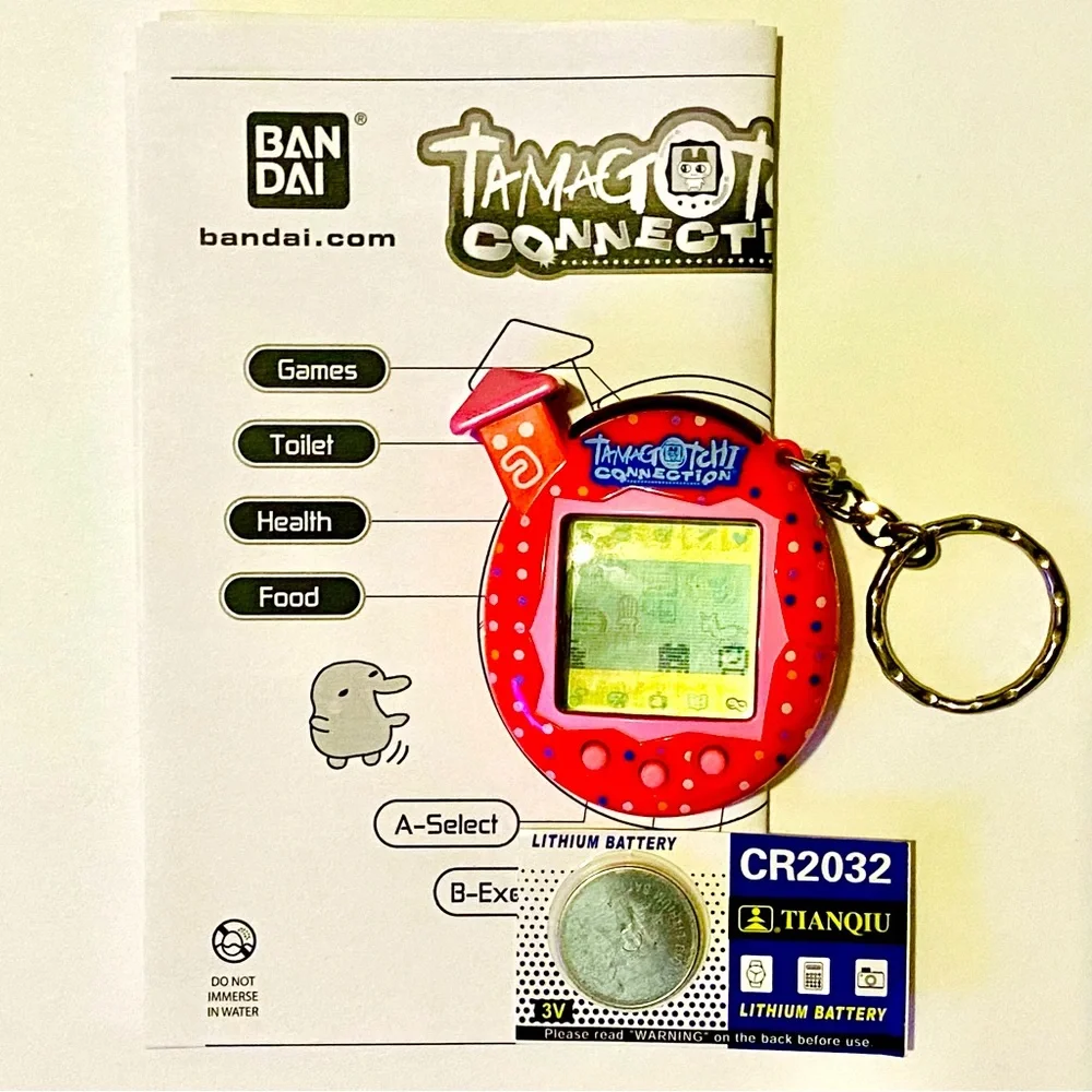 ✨ Tamagotchi Connection V5 2004 Original Polka Dots Confetti Red Familitchi Rare